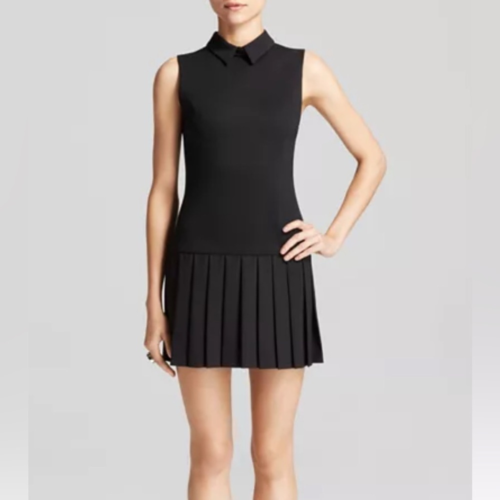 NEW Alice and Olivia Collared Pleated Drop Waist Dress 4 - Picture 13 of 14